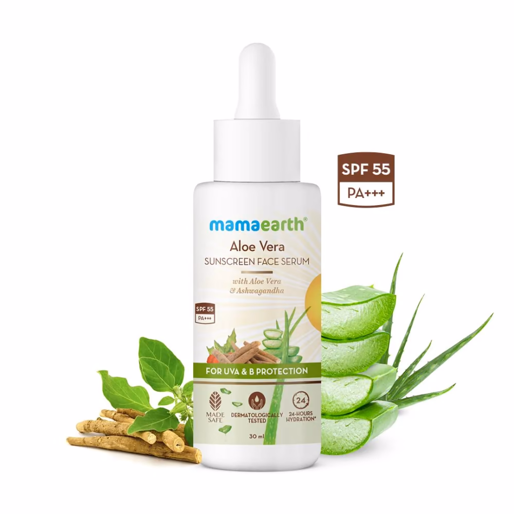 Aloe Vera Sunscreen Face Serum with Aloe Vera & Ashwagandha for UVA & B Protection