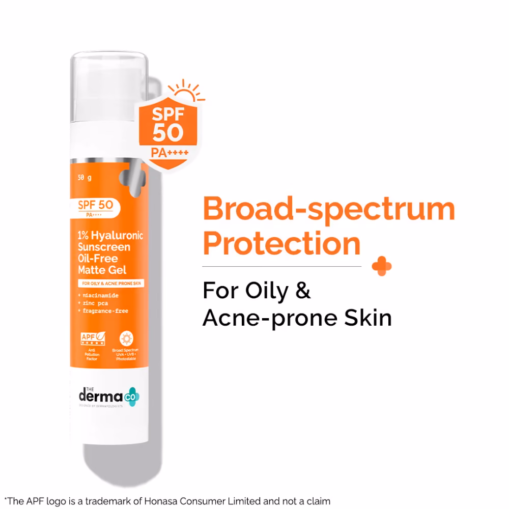 1% Hyaluronic Sunscreen Oil-Free Matte Gel for Oily & Acne-Prone Skin In Vivo Tested (ISO 24444:2019 Certified